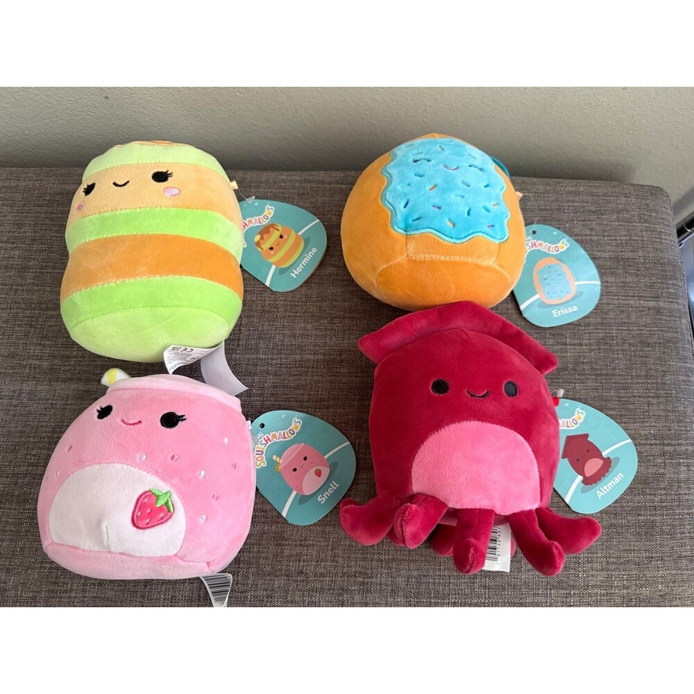 NWT Lot Of 4 Mini Squishmallows Plush Toys  : Hermine, Snell, Erissa, & Altman